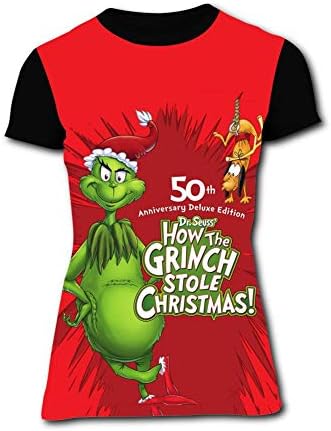 JIFEIMAOY Custom T-Shirts How The Grinch Stole Christmas Short Sleeve Shirts for Women