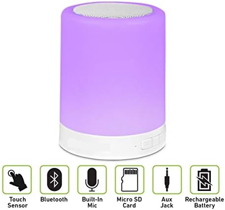 Arrowik Portable Bluetooth Speaker with Colour Control Smart Touch LED Mood Lamp, SD Card Slot/AUX for Android/Laptop/Desktop