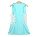 Gillberry Women Summer Lace Vest Top Short Sleeve Blouse Casual Tank Top T-Shirt (Blue, M)