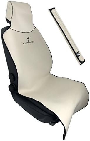 Athlete Ignited™ Universal Fit Waterproof and Sweatproof Seat Cover + Seat Belt Cover 22"X59" (Tan)