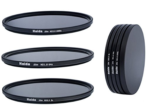 Haida Neutral Graufilter Set 55mm: ND8, ND64, ND1000 inkl. Stack Cap Filtercontainer + Pro Lens Cap mit Innengriff