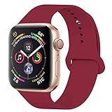 YANCH Compatible with for Apple Watch Band 42mm 44mm, Soft Silicone Sport Band Replacement Wrist Strap Compatible with for iWatch Nike+,Sport,Edition,M/L,Rose Red