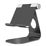 OMOTON Stand for Tablet, Nintendo Switch, Multi-Angle Aluminum Holder, Particular Cut Out for Convenient Charging, Also Fits All Smart Phones, E-readers and Tablets (Up to 10.5 inch) Black