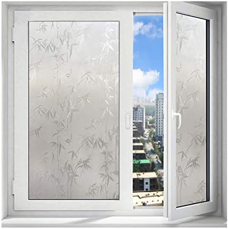 SHANJIN Matte Texture Window Glass Film,Bamboo Leaf Privacy Translucent Window Sticker for Bedroom Living Room Kitchen Office-a 60x500cm(24x197inch)