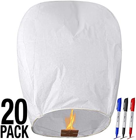 All Natural Shop 20 Pack White Chinese Sky Lanterns to Release in Sky. Biodegradable Flying Paper Lanterns. Our Memorial Floating Wish Lanterns Can Be Used for Any Occasion.