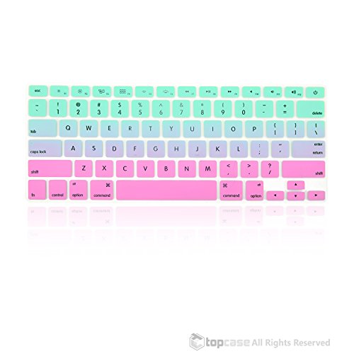 TOP CASE - Faded Ombre Series Keyboard Cover Skin Compatible with MacBook 13" Unibody/Old Generation MacBook Pro 13" 15" 17" /MacBook Air 13"/Wireless Keyboard-Hot Blue&Purple - Thumbnail 2