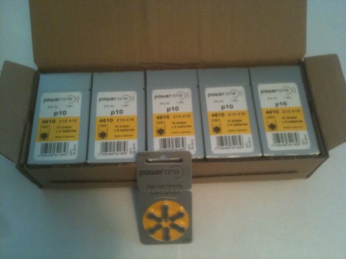 PowerOne Size 10 Hearing Aid Batteries - 50 x 6 packs = 300 pcs.
