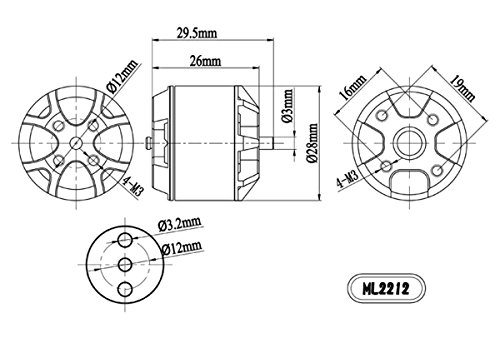 GARTT 4pcs ML 2212 920KV Brushless Motor 2-4S for DJI Phantom, F330
