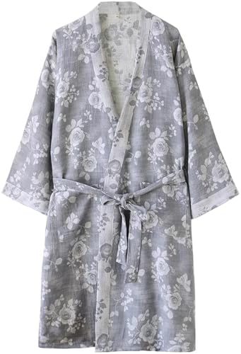 cotton on body dressing gown Pure 100% Cotton Robe For Womens Bathrobe Dressing Gown Long sleepwear Free Size Kimono (US, Alpha, One Size, Regular, Regular, 1, Robe 01) at Amazon Women's Clothing store