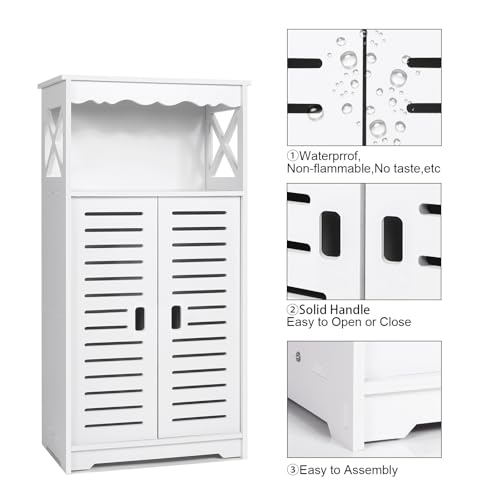 aimu Bathroom Storage Cabinets,White Floor Free Standing Cabinet,Home Waterproof Storage Furniture for Bedroom Kitchen Hallway,Cupboard Unit with Daily use Layer,75x24x34cm.