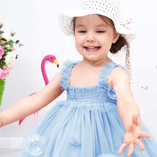 Miipat Dresses for Babies Girls Butterfly Tulle Sleeveless Little Girl Princess Dress Birthday Party Wedding Flowers Girl Dress