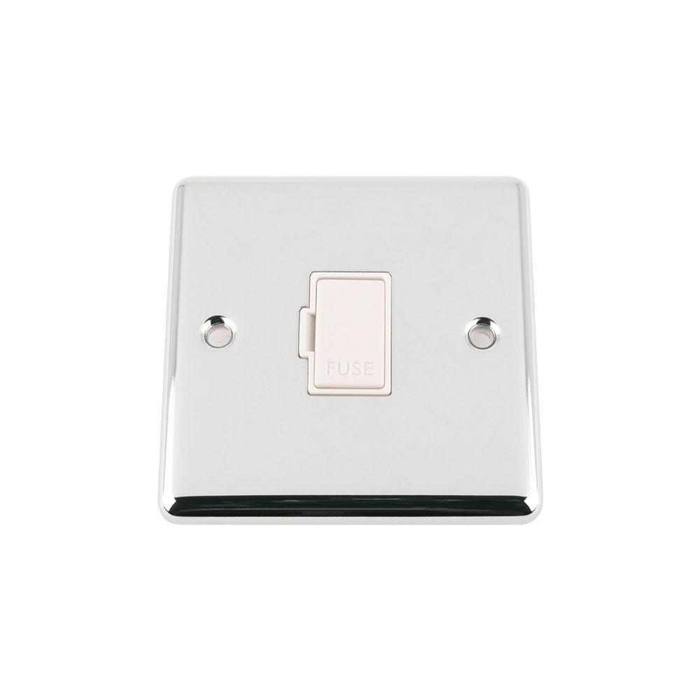 A5 FSPCCWH 13 A Classic Chrome Polished Unswitched Fused Spur with White Insert