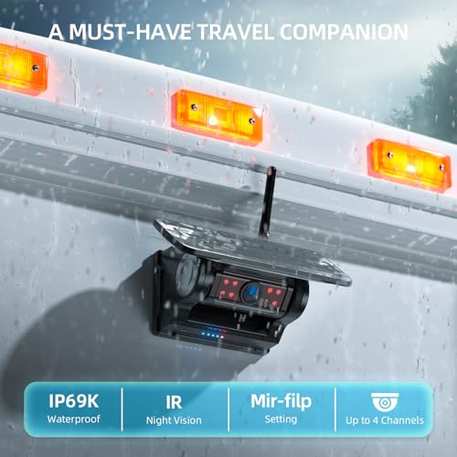 eRapta Magnetic Solar Wireless Backup Camera: HD1080P 5” Touchscreen Portable with DVR, BSD, 1-Min Install-Free IR Night Vision Hitch Backup Camera for Trailer/Truck/Small RV/Camper/Tractor
