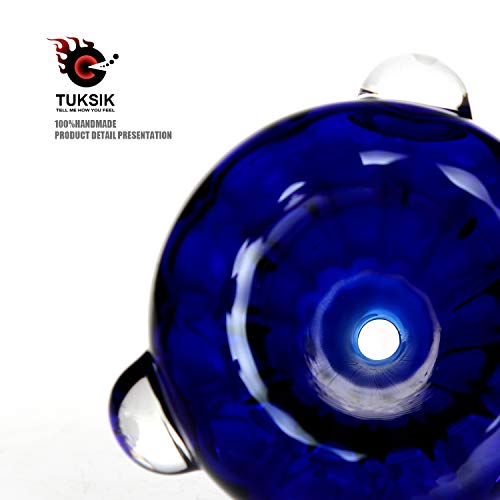 Tuksik 2 Pack Glass Herb Holder Bowl Blue Glass Holder 14mm (Blue)