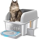 Suzzipaws 8" Deep Stainless Steel Cat Litter Box