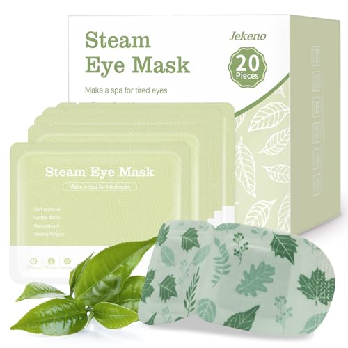 Jekeno Steam Eye Mask, 20 Packs Eye Masks for Dry Eyes, 40-60 Minutes Self Moist Warm Compress Heated Disposable Mask for Sleep, Spa Relaxing Trip Gifts, Travel Essentials for Women Men