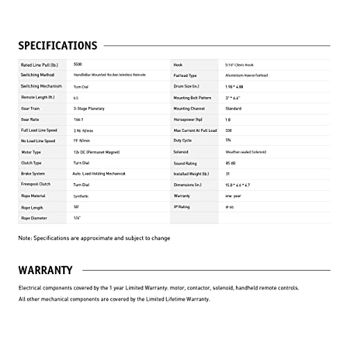 ZEAK 5500 lb Synthetic Rope Winch, with Wireless Remote Bracket