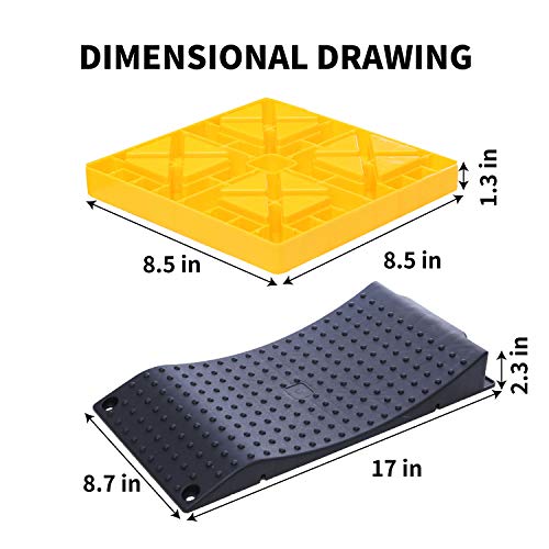 Homeon Wheels Camper Leveling Blocks, One Top Tire Saver Ramps and 9 Pack Interlocking Leveling