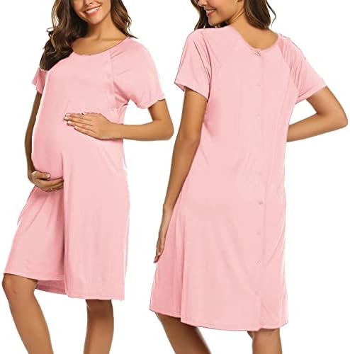 Ekouaer Women's Nursing/Delivery/Labor/Hospital Nightdress Short