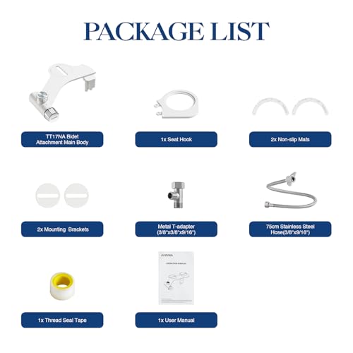Non-Electric Toilet Bidet Sprayer with Retractable and Self-Cleaning Dual Nozzle, Portable Cold Water Bidet with Pressure Control, Front and Rear Cleaning (TT17NA)