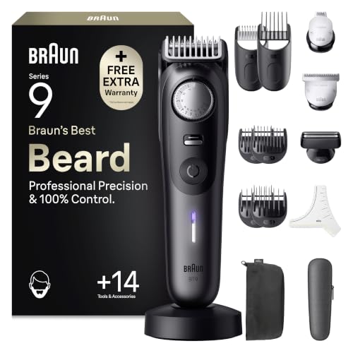Braun Barttrimmer Series 9, Kabelloser Bartschneider Herren, BT9565, Titan