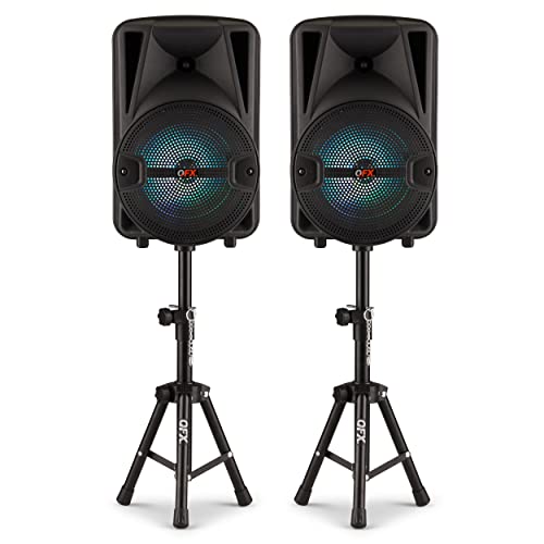 PBX800TWS 8Inch Bluetooth Stereo PA System comes with 2x 8" Speakers and 2x Stands, 2x