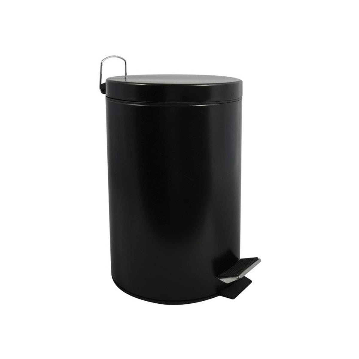 MSV Stainless Steel Pedal Bin, Black, 12 Litre