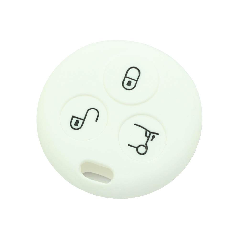 BROVACS Silicone Cover Protector Case Holder Skin Jacket Compatible with BENZ SMART 3 Button Remote Key Fob CV9954 White