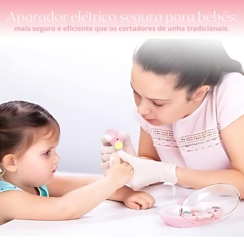 Cortador Aparador Lixa Unha Bebê Recém Nascido Elétrico Seguro Silencioso Luz Led Diversas Idades Kit Completo (Azul)