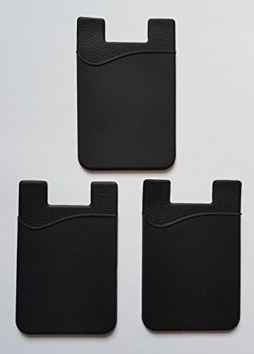 Stick-On Cell Phone Wallet by EZkeep Withjenny for Credit Card &amp; ID - Strong 3M Adhesive - Works with Iphone, Android &amp; Most Smartphones | 3 Pc Pack (black)