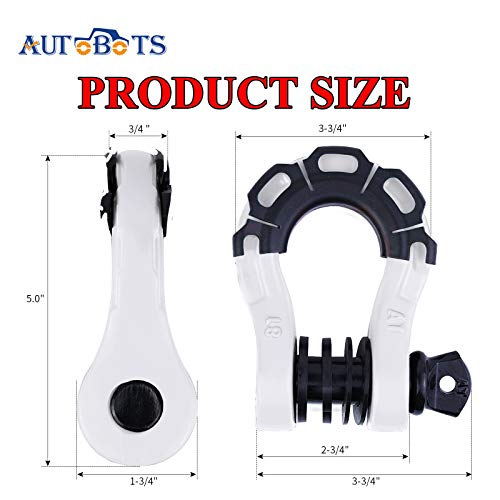 AUTOBOTS D Ring Shackles Heavy Duty(2 Pack) 68,000 lbs Capacity, Stronger Than 3/4" D Shackle, with 7/8" Screw Pin, for Tow Strap Winch Off Road Accessory Vehicle Recovery White - Image 3