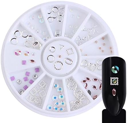 1 Box 12 Grid Various Irregular Shapes Nail Hollow Metal Patch - Ocean Style Diamond Alloy Square Shell Disc Boxed (Style C#)