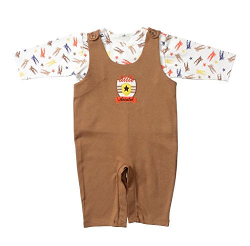 snopea Baby Boys' Overall/Tee 24MO Brown And Print