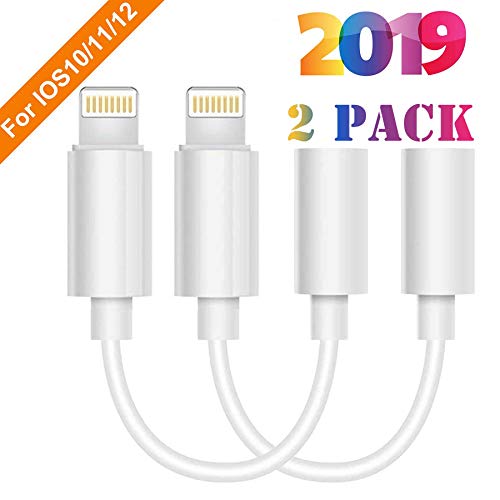 Lighting to 3.5 mm Headphone Jack Adapter for iPhone Earphone, iPhone dongle Earbuds Aux Audio Cable Splitter Adapter, Compatible for iPhone Converter 7/8 Plus/X/Xs/Xs Max/XR and all iOS Plug and Play