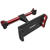 Moonooda Car Headrest Mount, Universal 360 Degree Rotating Adjustable Backseat Holder Compatible for Smartphone/Tablet/Switch from 4" to 10.1", Headrest Posts Width 4.5" to 5.9", Red