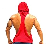 Panegy Bodybuilding Stringer Gym Hoodie Tank Top Sport Fitness Sleeveless Shirt - Red L