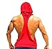 Panegy Bodybuilding Stringer Gym Hoodie Tank Top Sport Fitness Sleeveless Shirt - Red L