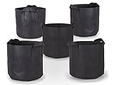 247Garden 5-Pack 3 Gallon Grow Bags/Aeration Fabric Pots w/Handles (Black)