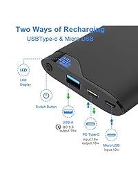 Onshida 10400mAh PD Power Bank - Cargador portátil de carga rápida de 18 W tipo C con QC Quick Charge 3.0, compatible con iPhone X XS Max, Pixel, Samsung, Nintendo
