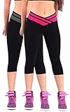 iLoveSIA Women's Tights Capri Legging Rose Red+ Grey US Size M