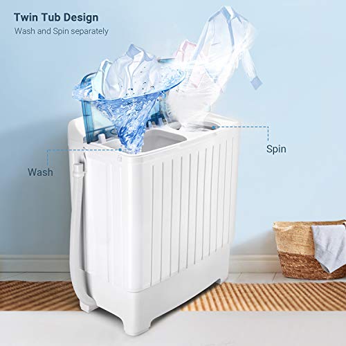 Portable Washing Machine, TACKLIFE 17.6lbs Twin Tub Mini Washing