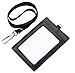 I-MART Genuine Leather 2-Sided ID Badge Holder with Lanyard, Card Holder Wallet (Black Vertical)