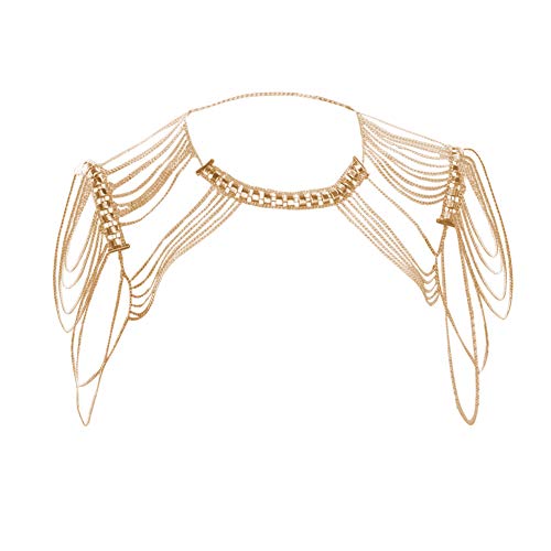 MineSign Body Chain Jewelry for Women Shoulder Chain Tassels Harness Necklace Gold