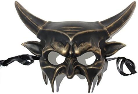 Big Horns Devil Mask Antique Gold