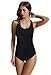 zeraca Women's Plus Size Sport Racerback One Piece Swimsuits Bathing Suits (XL18, Black)