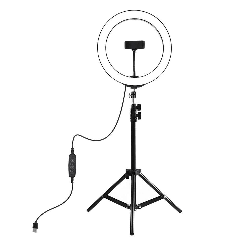 LENCARTA 12" Laptop Selfie Ring Light with Stand Tripod, Mini Desktop LED Lamp with Dimmable 3 Modes 10 Brightness Level for Makeup YouTube Video TikTok Photography Remote Work Video Conference