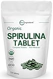 Organic Spirulina Supplements, 3000MG Per Serving, 720 Tablets (4 Months Supply), Rich in Minerals, Vitamins, Chlorophyll, Amino Acids, Fatty Acids, Fiber and Proteins, No GMOs Vegan Friendly