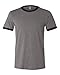 Bella 3055 Mens Jersey Short Sleeve Ringer Tee - Deep Heather & Black44; Medium