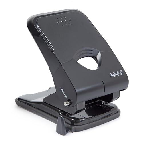 Rapesco 1233 X5-50ps Less Effort 2 Hole Punch,50 Sheet Capacity, Black