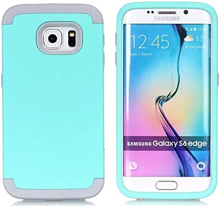 Galaxy S6 Edge Case, MISTOT(TM) Latest Fashion Hot Sale Slim Hybrid Three-in-one Shockproof Silicone Case Cover for Samsung Galaxy S6 Edge (Light Blue/Grey)